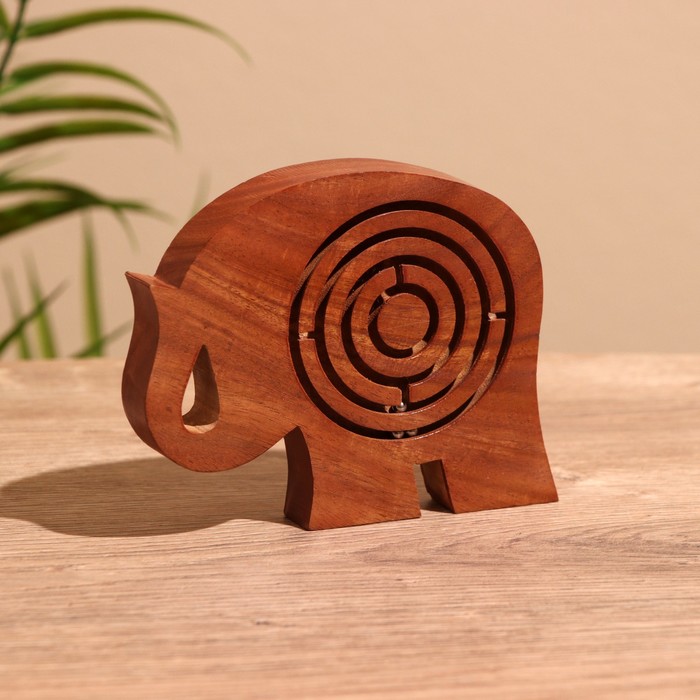 Головоломка - лабиринт «Слон», 13×10 см, дерево шишам